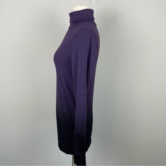 Athleta Purple Black Ombre Ribbed Knit Turtleneck Sweater Medium - Picture 6 of 8